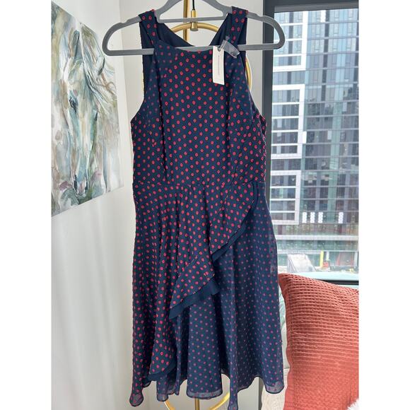 Anthropologie | NWT | Eva Franco Maryanne Navy/Red Dot Ruffle Dress | Size 4 - Picture 3 of 8